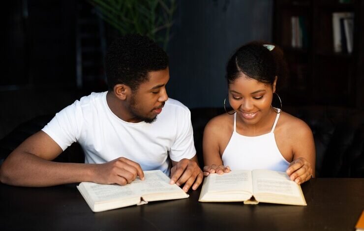 Boyfriend and Girlfriend reading bible